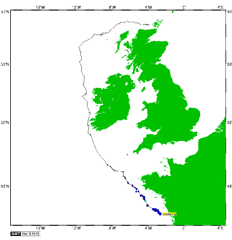 Satellite tracking of Sahara - 5th November 2007