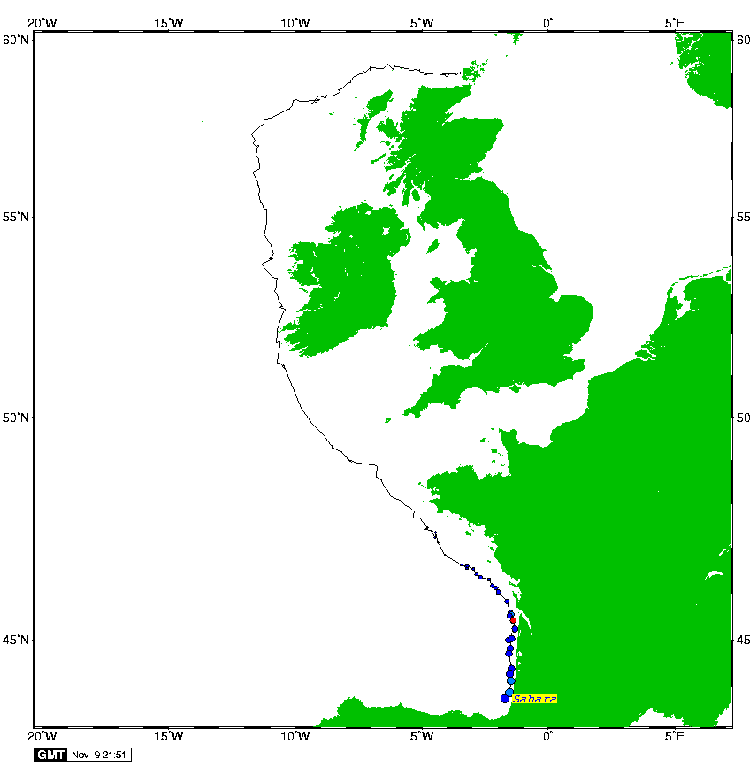 Satellite tracking of Sahara - 9th November 2007