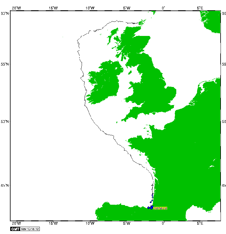 Satellite tracking of Sahara - 10th November 2007