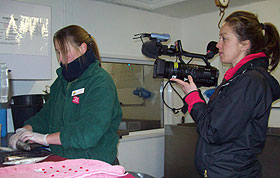Clare McGowan of the National Seal Sanctuary and Katrina Bradley of the  Countryfile
