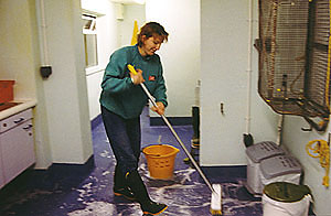 Helen cleaning the hospital