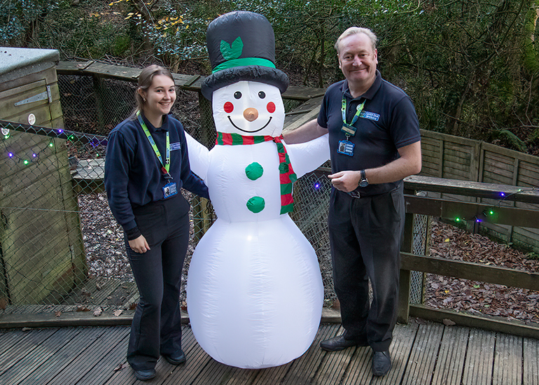 Jenny and Mark with Mr Snowman