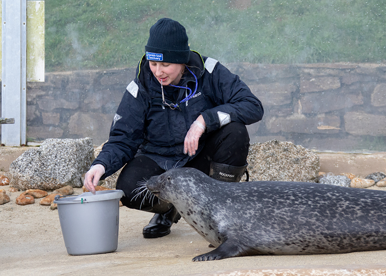 Bethan feeding Buddy
