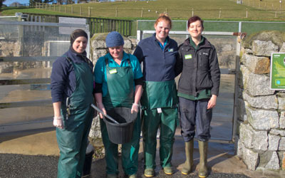 Members of the Animal Care Team and one of the volunteers