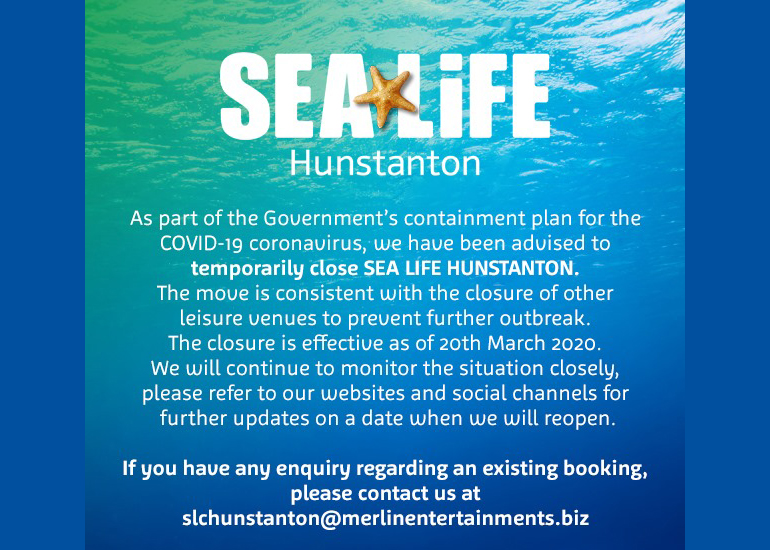 Hunstanton SEA LIFE is temporarily closed