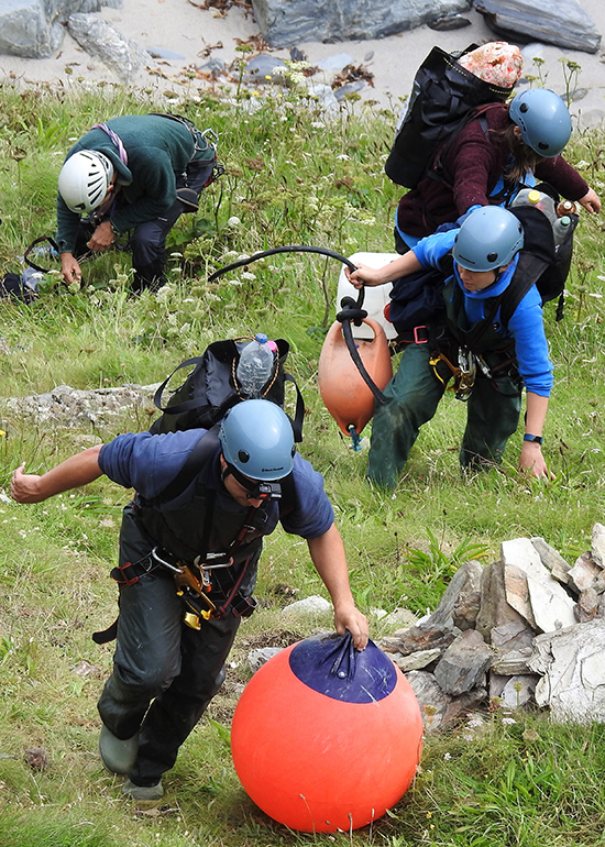 7 Bringing rubbish back to clifftop - Photo by Kate Hockley - Cornwall Seal Group Research Trust