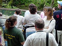 Jenny Agutter looks into the new Otter enclosure