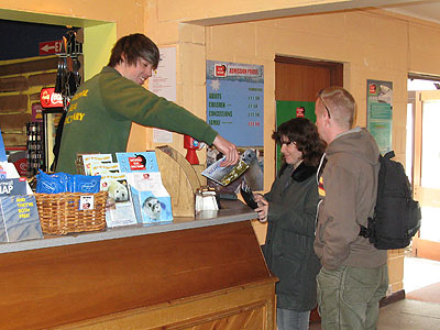 Scott in reception with visitors to the seal sanctuary