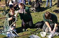Photo  of Maz (left), Rachael (middle) and Dan (right) was taken on 5th November 2006 by Simon Bone - www.cornishseals.co.uk