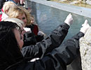 Pirate FM's girlband 'Eden' doing target training with the fur seals
