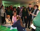 Sarah Vine, the Sanctuary's Attraction Manager and the Mayor of Helston watch a demonstration on how to be rescue volunteer
