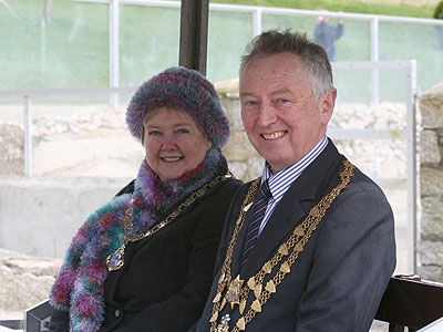 The Mayor and Mayoress of Helston leaving on our safari bus