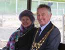 The Mayor and Mayoress of Helston leaving on our safari bus