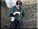 Doris, Animal Care Assistant, doing target training with Oscar