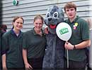 Lizzie (Work Experience), Maria and Rob with Sammy the Seal, our Sanctuary mascot