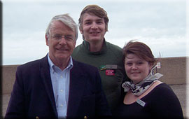 Former Prime Minister Sir John Major (left) with Rob (middle) and Anya (right) 